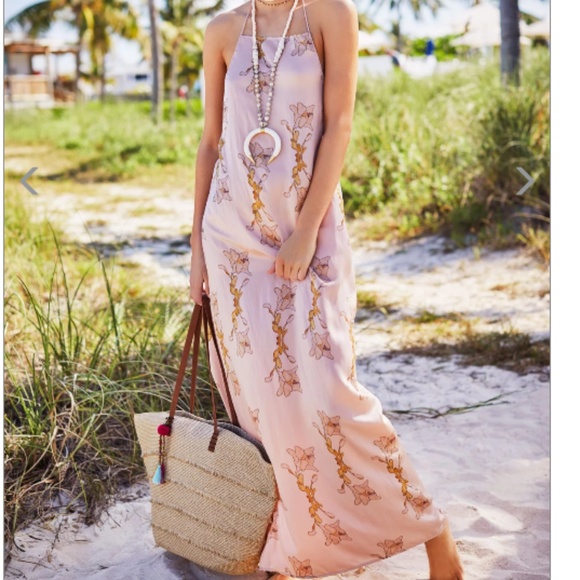 cali dreaming Dresses & Skirts - Silky Low Back Halter Dress